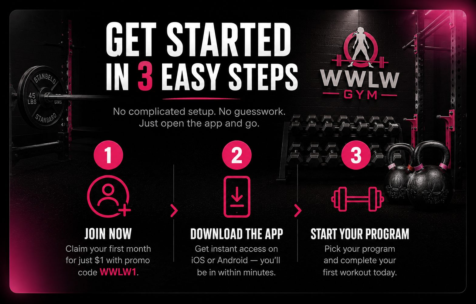 Get Started In 3 Easy Steps - Join Now, Download The App, Start Your Program